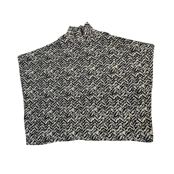 Alembika S/M Womens Sweater Poncho Black White Chunky Knit Oversized - Picture 5 of 15